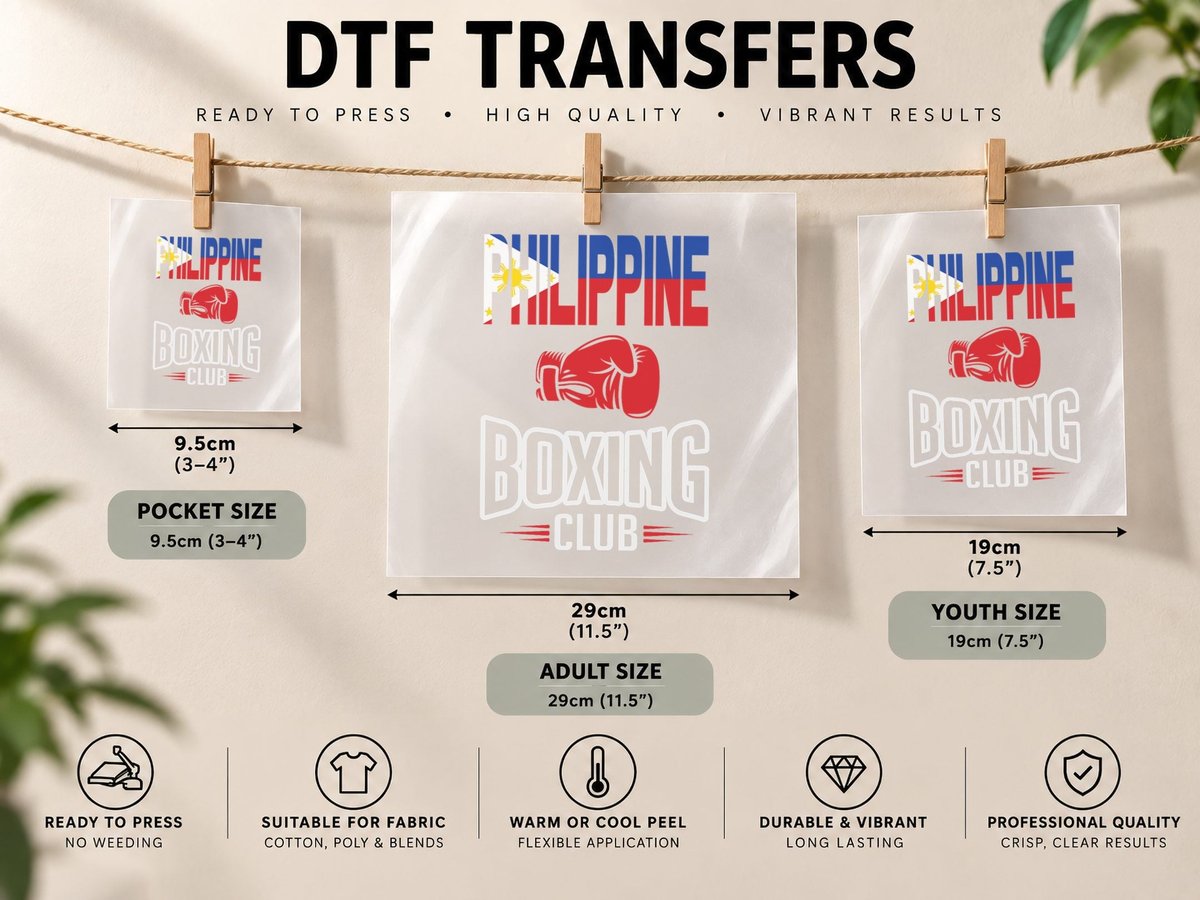 Philippine Flag Boxing Club Filipino Pinoy DTF Transfer Iron On