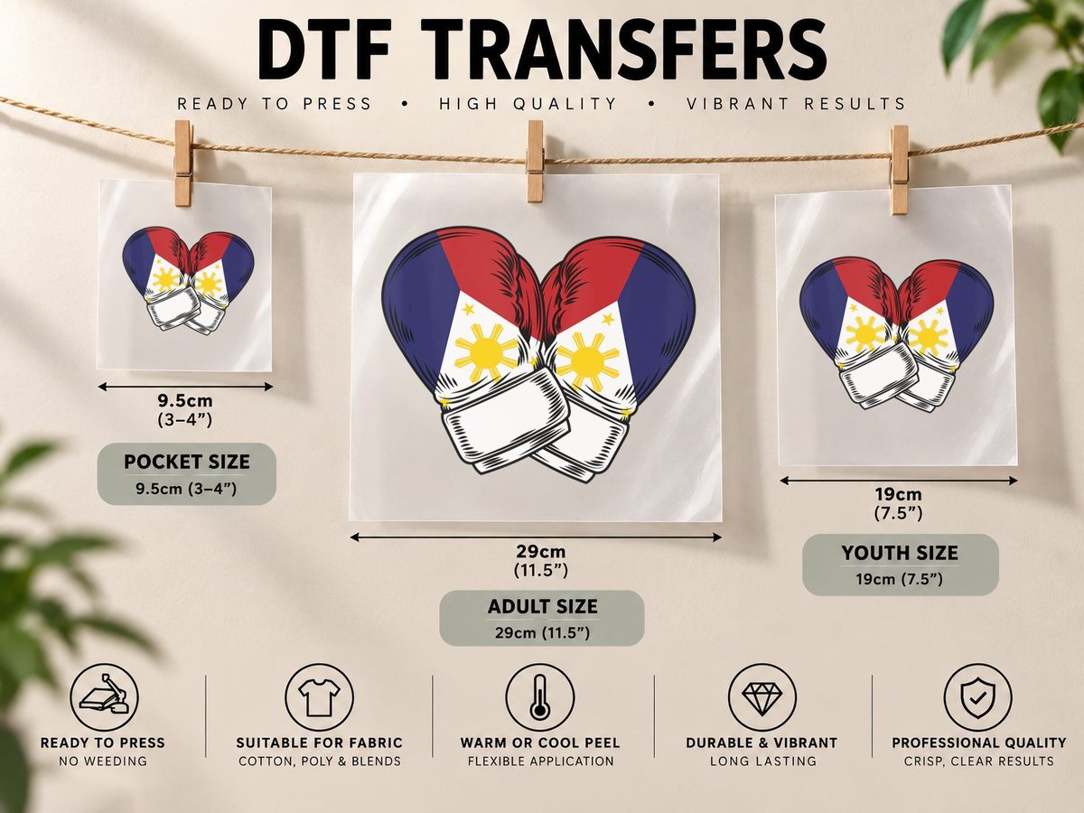 Philippines Filipino Flag Boxing DTF Transfer Iron On