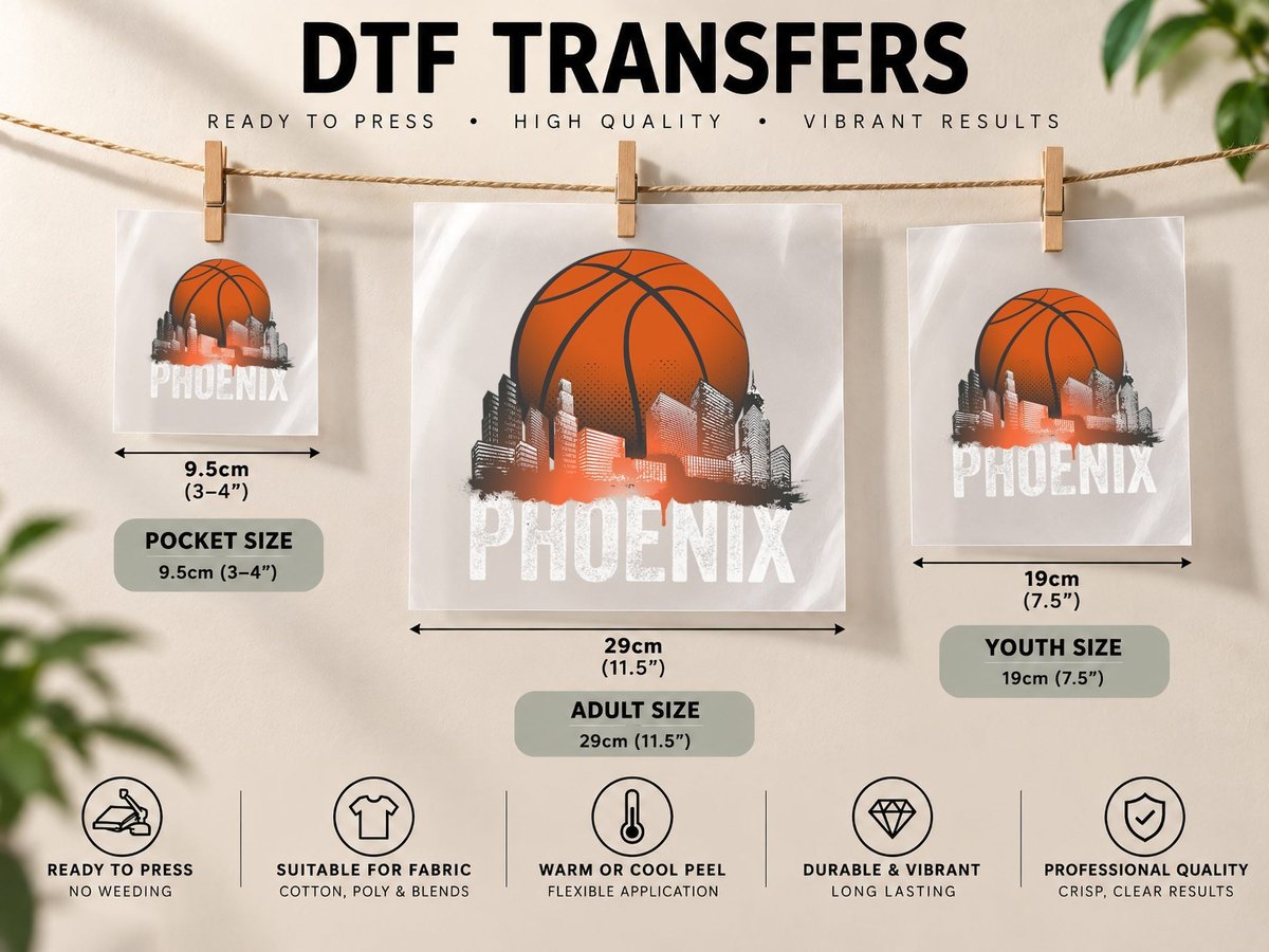 Phoenix Basketball B-Ball City Arizona Fan Pride DTF Transfer Iron On