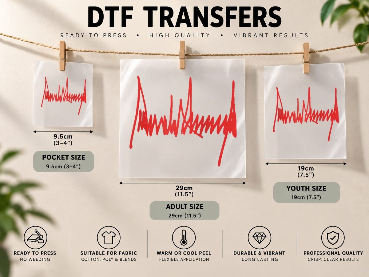 President Trump Signature Raglan Baseball DTF Transfer Iron On