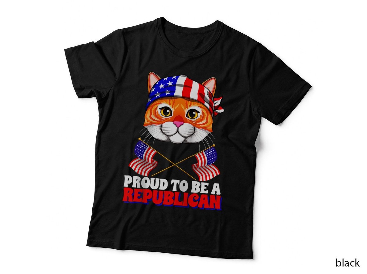 Proud to Be a Republican Cat Politics USA American Flag Raglan Baseball Tee