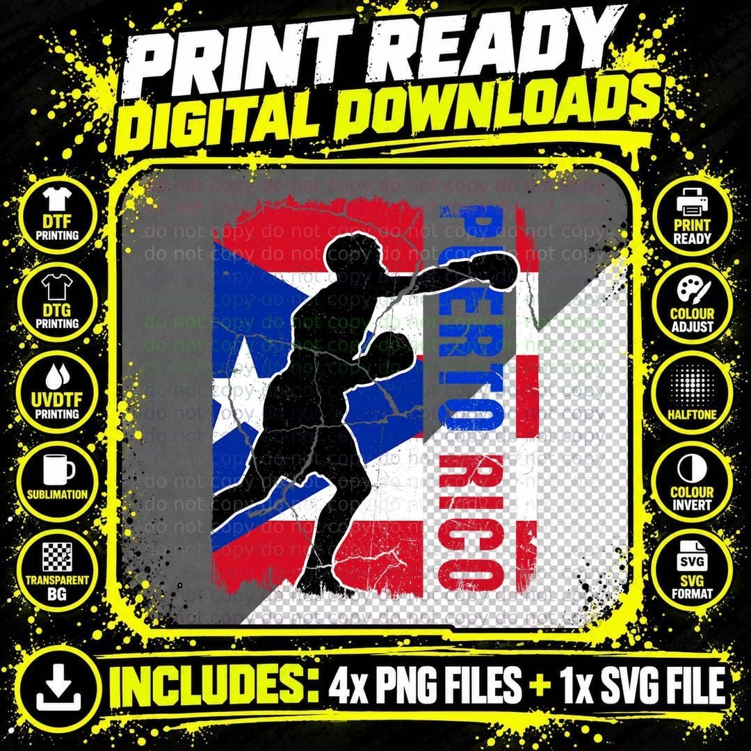 Puerto Rican Boxing Team Puerto Rico Flag Boxing Gloves Png SVG Digital Bundle