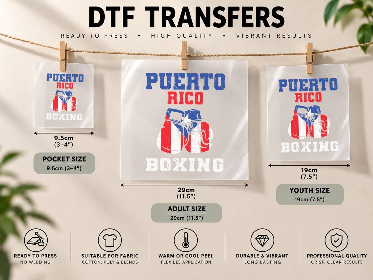 Puerto Rican Flag Boxing Gloves Rico Pride Boxing Team DTF Transfer Iron On