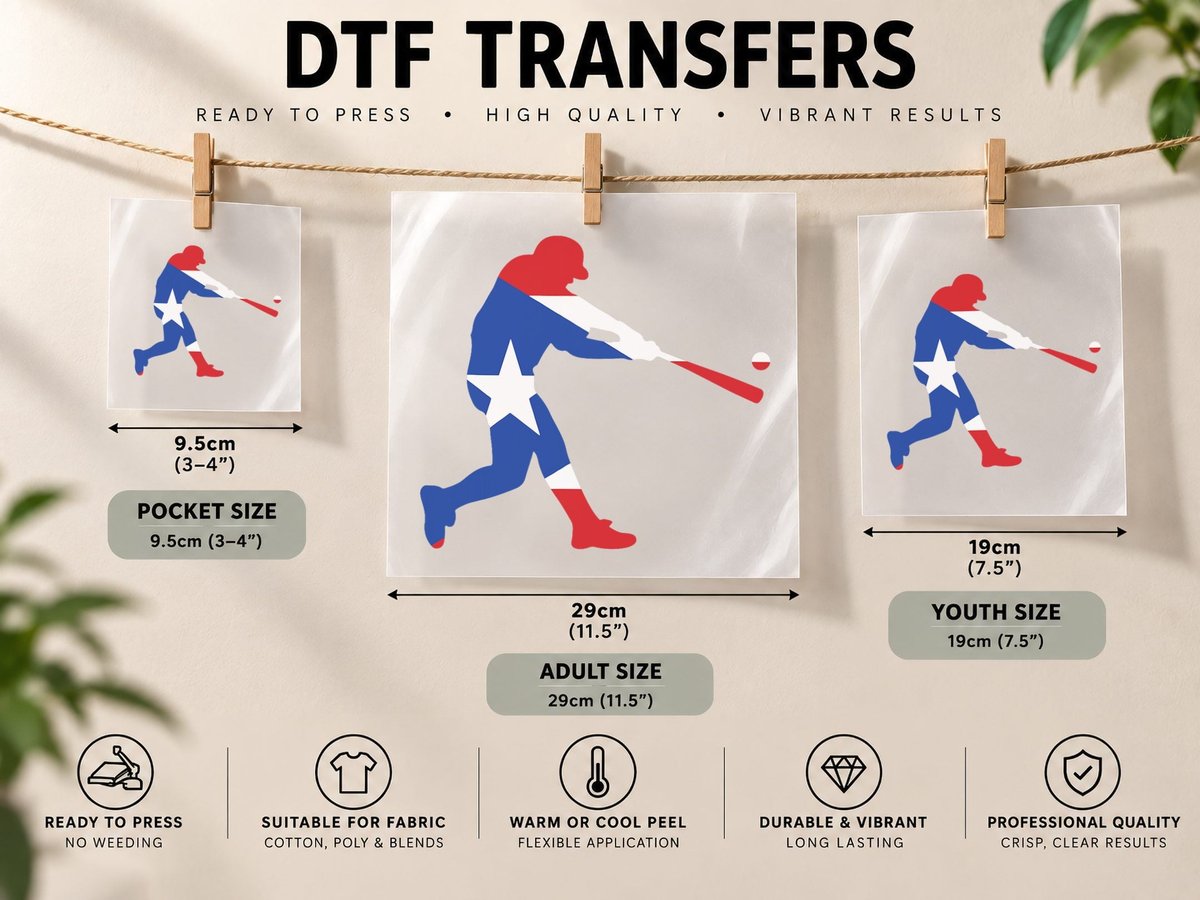 Puerto Rico Baseball PR Batter Flag Boricua Gifts DTF Transfer Iron On