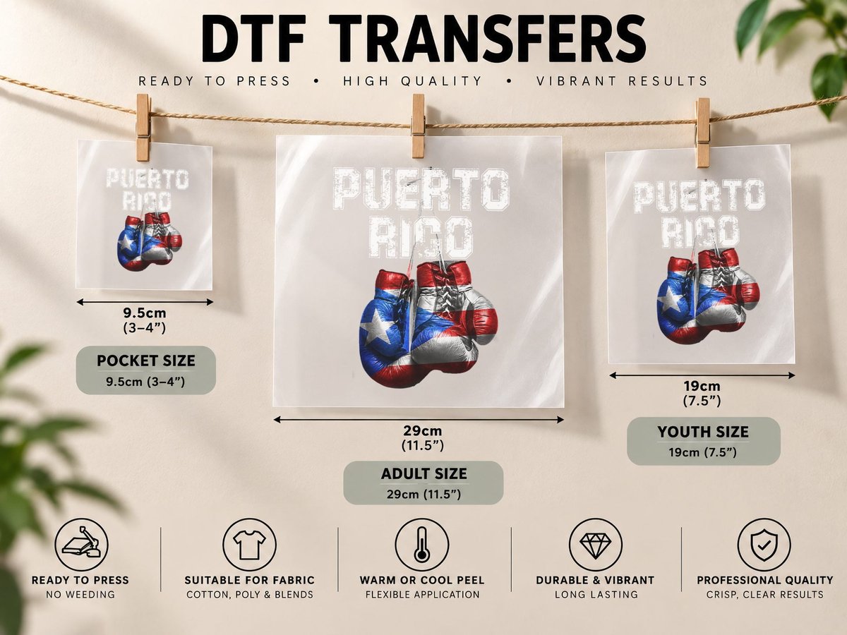 Puerto Rico Pride - Vintage Boxing Gloves DTF Transfer Iron On
