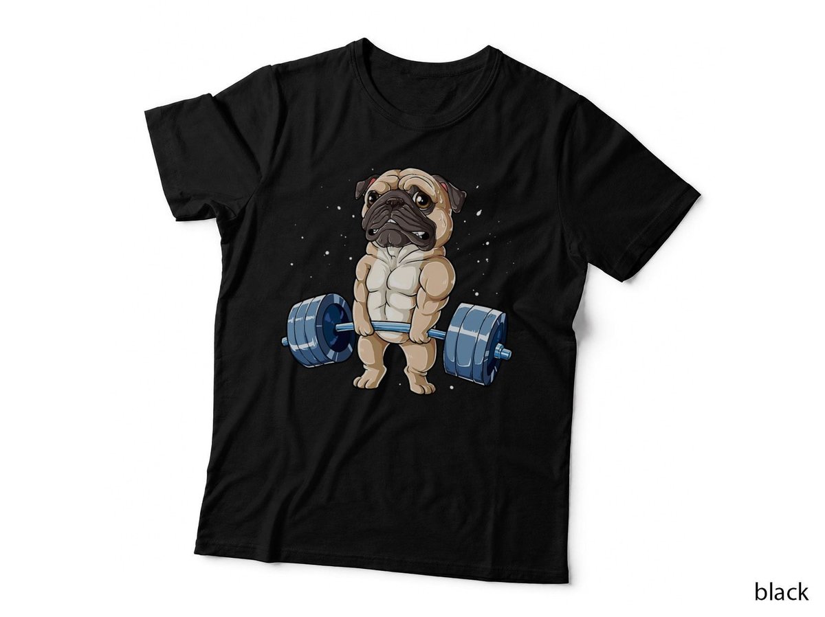 Pug Weightlifting Funny Deadlift Men Fitness Gym Workout T-Shirt