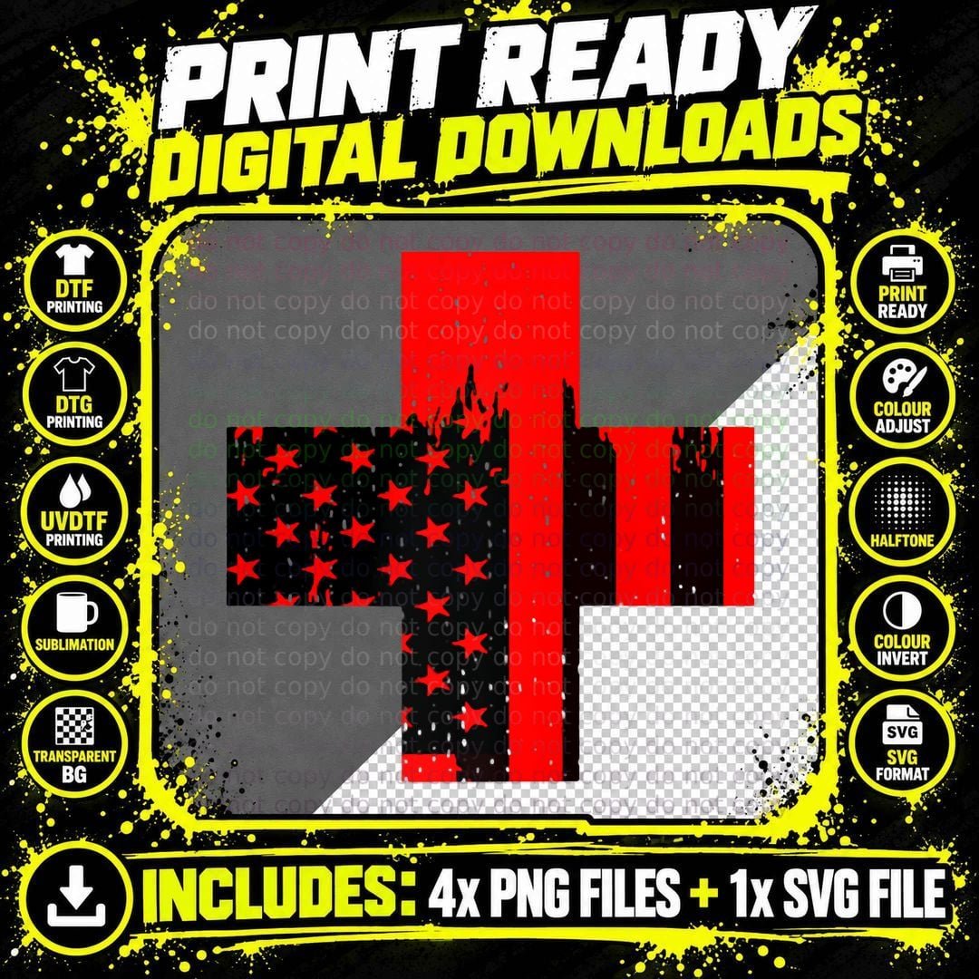 Red Cross USA American T-Shirt Png SVG Digital Bundle