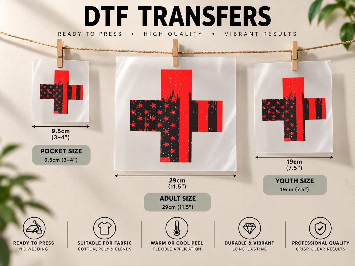 Red Cross USA American DTF Transfer Iron On