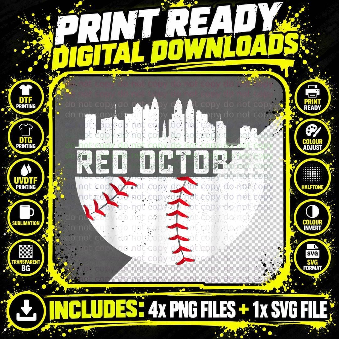Red October Philly Philadelphia Baseball Fan Support Png SVG Digital Bundle