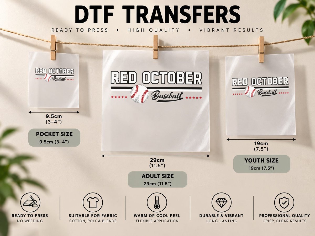 Red October Philly Philadelphia Retro Baseball DTF Transfer Iron On