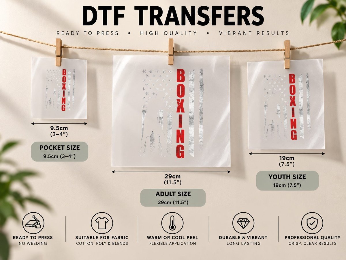 Retro American Boxing US Flag Boxer DTF Transfer Iron On