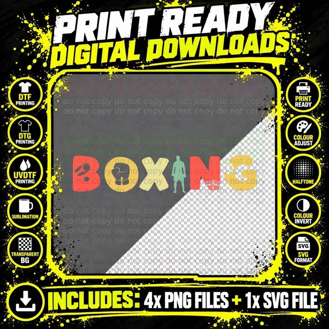 Retro Boxing Combat Sparring Gloves - Vintage Boxer Png SVG Digital Bundle