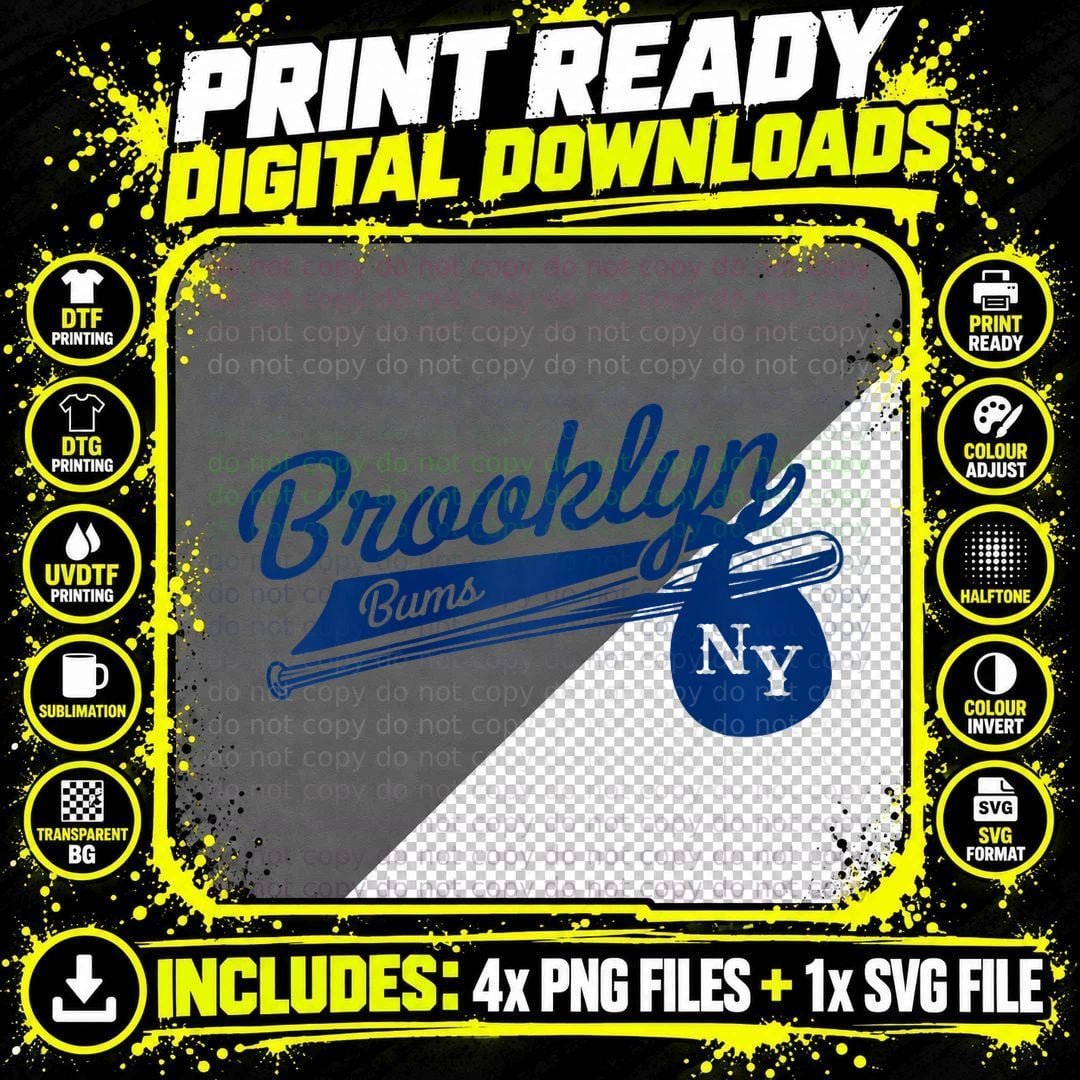 Retro Brooklyn Bums New York Baseball Ebbets Field Png SVG Digital Bundle