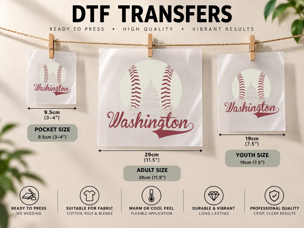 Retro Washington DC Baseball National Mall Silhouette Sport DTF Transfer Iron On