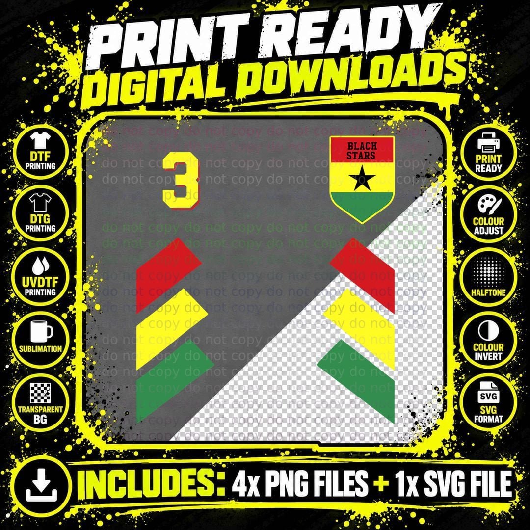 Retro3 Ghanaian Football Ghana Soccer Ghana Flag T-Shirt Png SVG Digital Bundle