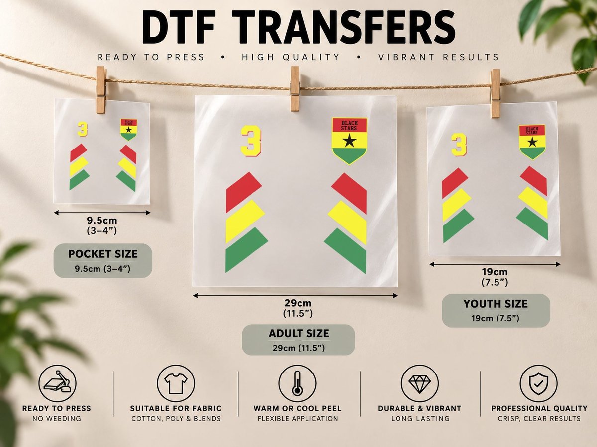 Retro3 Ghanaian Football Ghana Soccer Ghana Flag Copy DTF Transfer Iron On