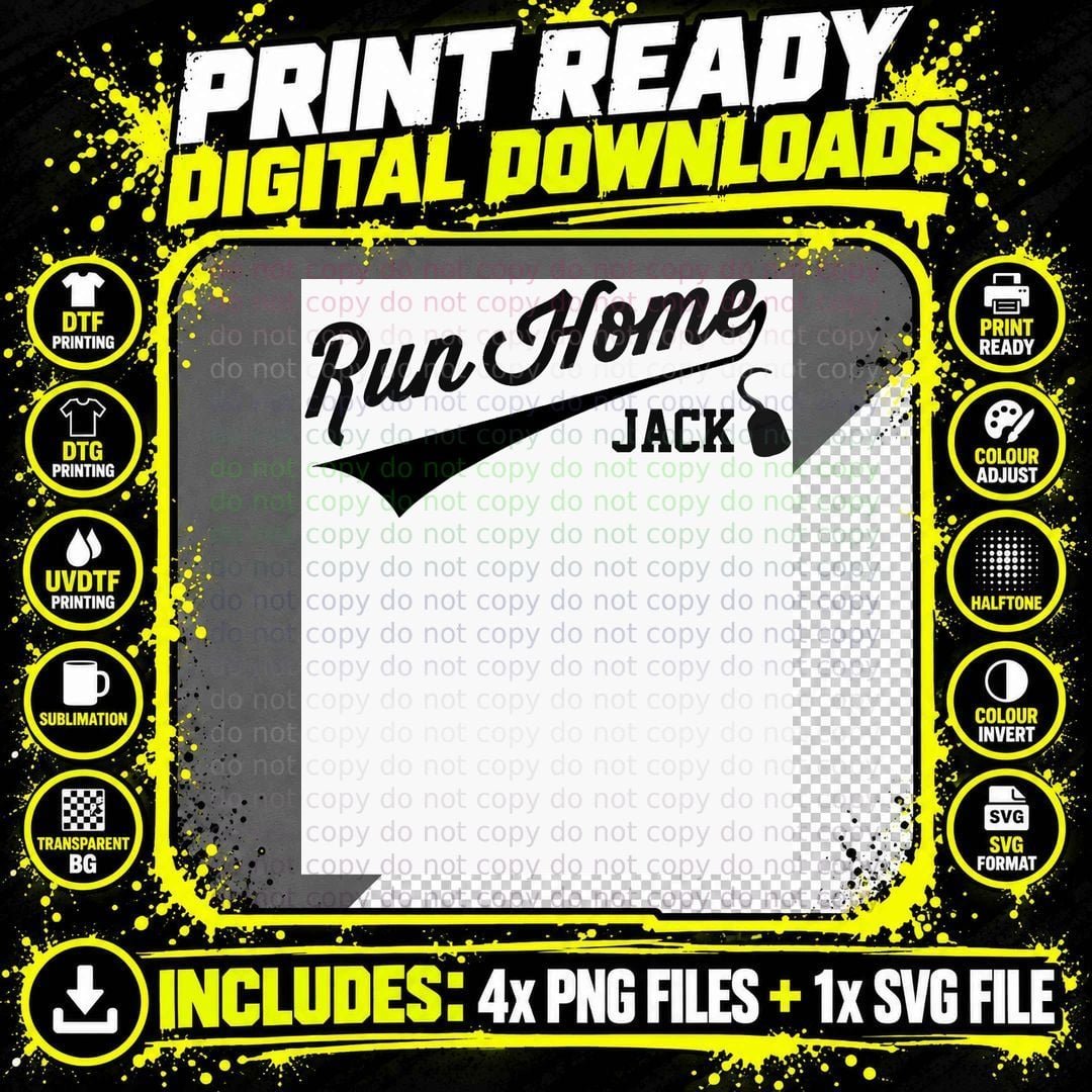 Run Home Jack! Baseball ¾ Sleeve T-Shirt Png SVG Digital Bundle