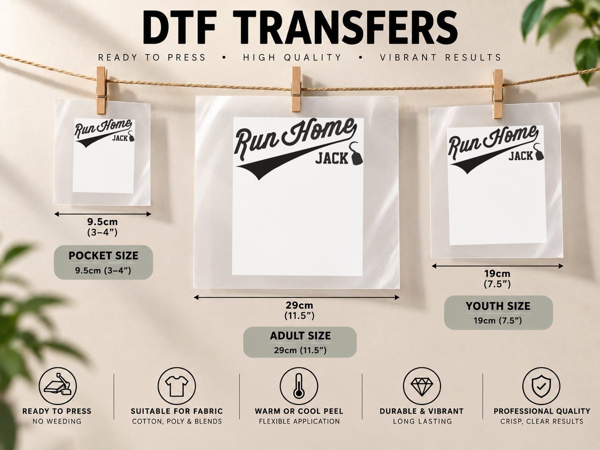 Run Home Jack! Baseball ¾ Sleeve DTF Transfer Iron On