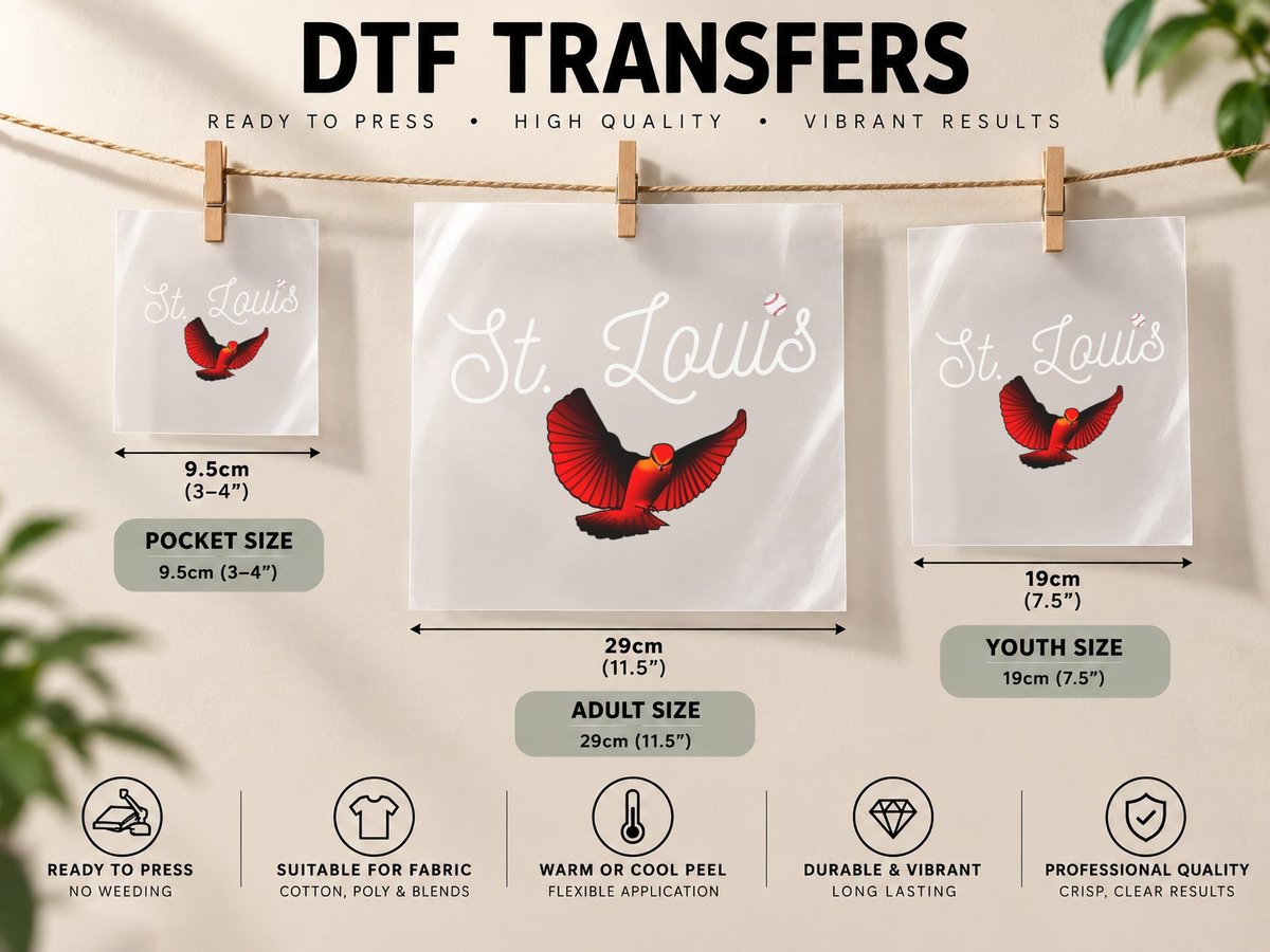 Saint Louis Red Cardinal for Baseball Lovers DTF Transfer Iron On