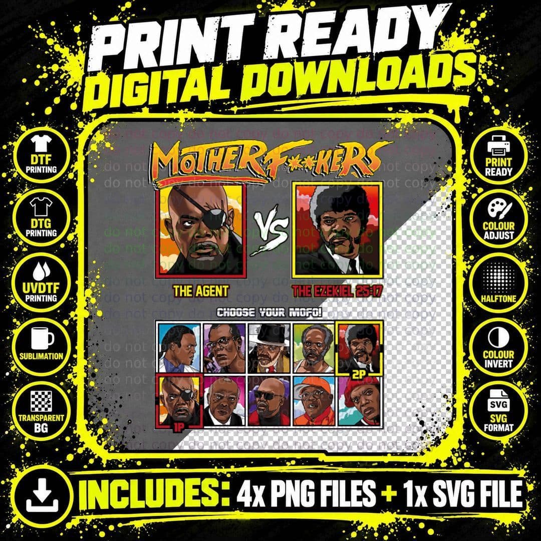 Samuel L Jackson Fighter T-Shirt Png SVG Digital Bundle