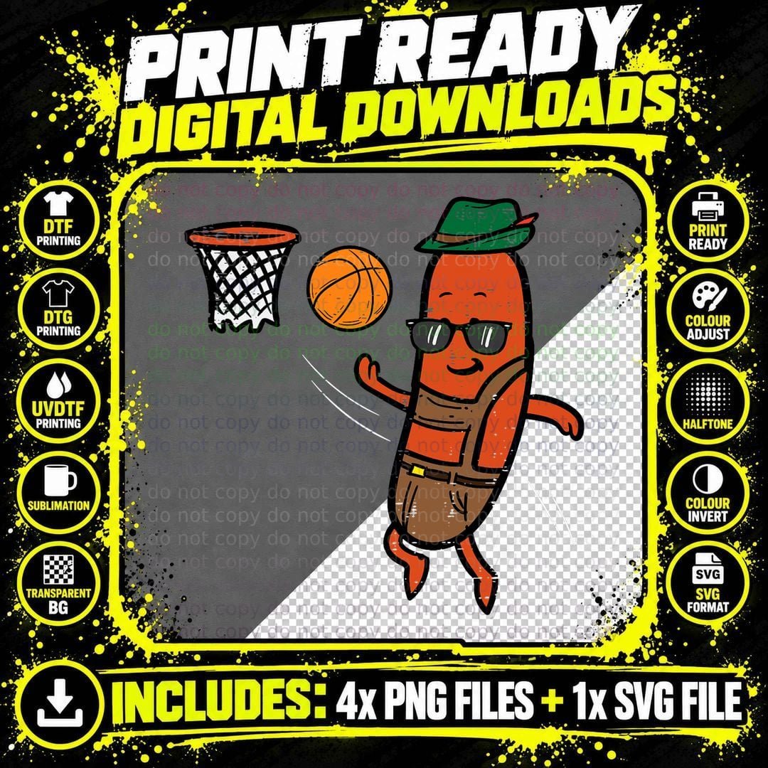 Sausage Basketball Bavarian Octoberfest German Png SVG Digital Bundle