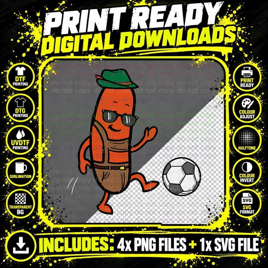 Sausage Soccer Bavarian Octoberfest German Oktoberfest Png SVG Digital Bundle