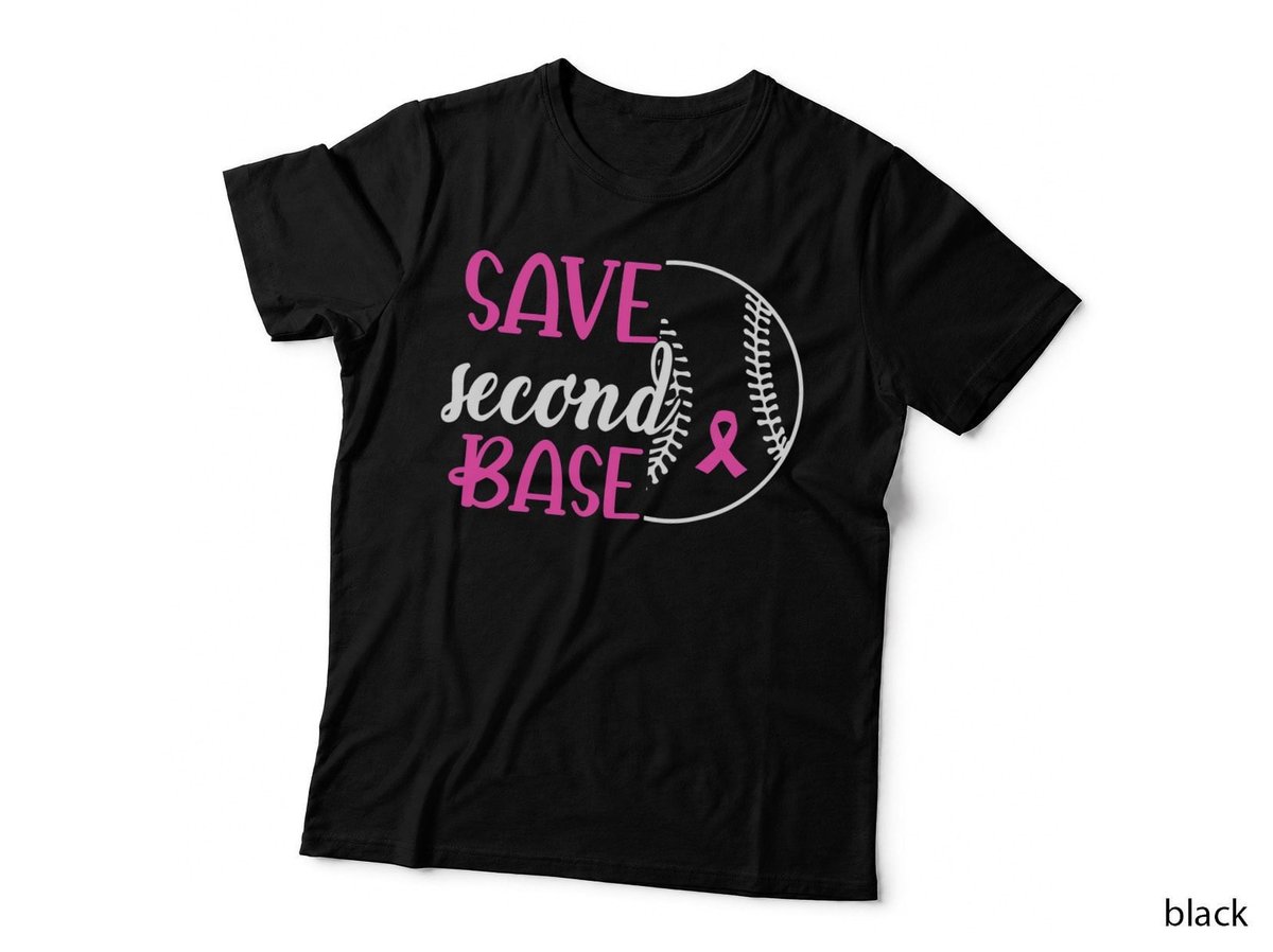 Save Second 2nd Base Baseball Breast Cancer Awareness T-Shirt