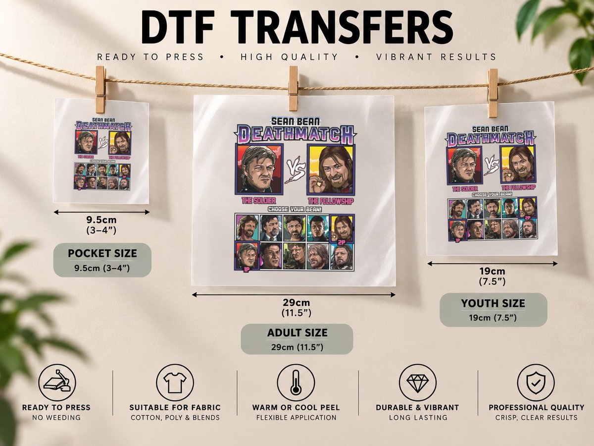 Sean Bean Fighter DTF Transfer Iron On