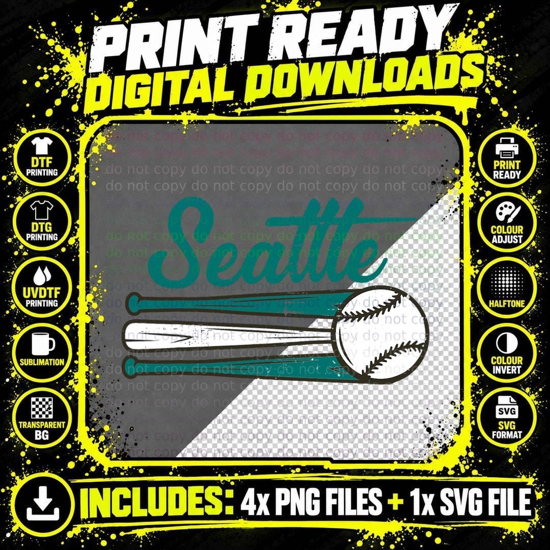 Seattle Baseball Vintage Distressed Met at Gameday Png SVG Digital Bundle