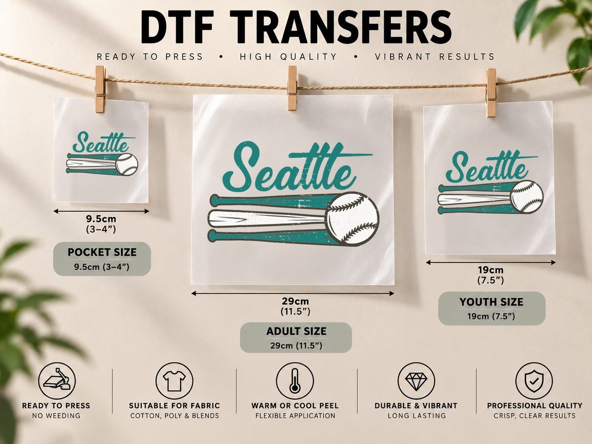 Seattle Baseball Vintage Distressed Met at Gameday DTF Transfer Iron On