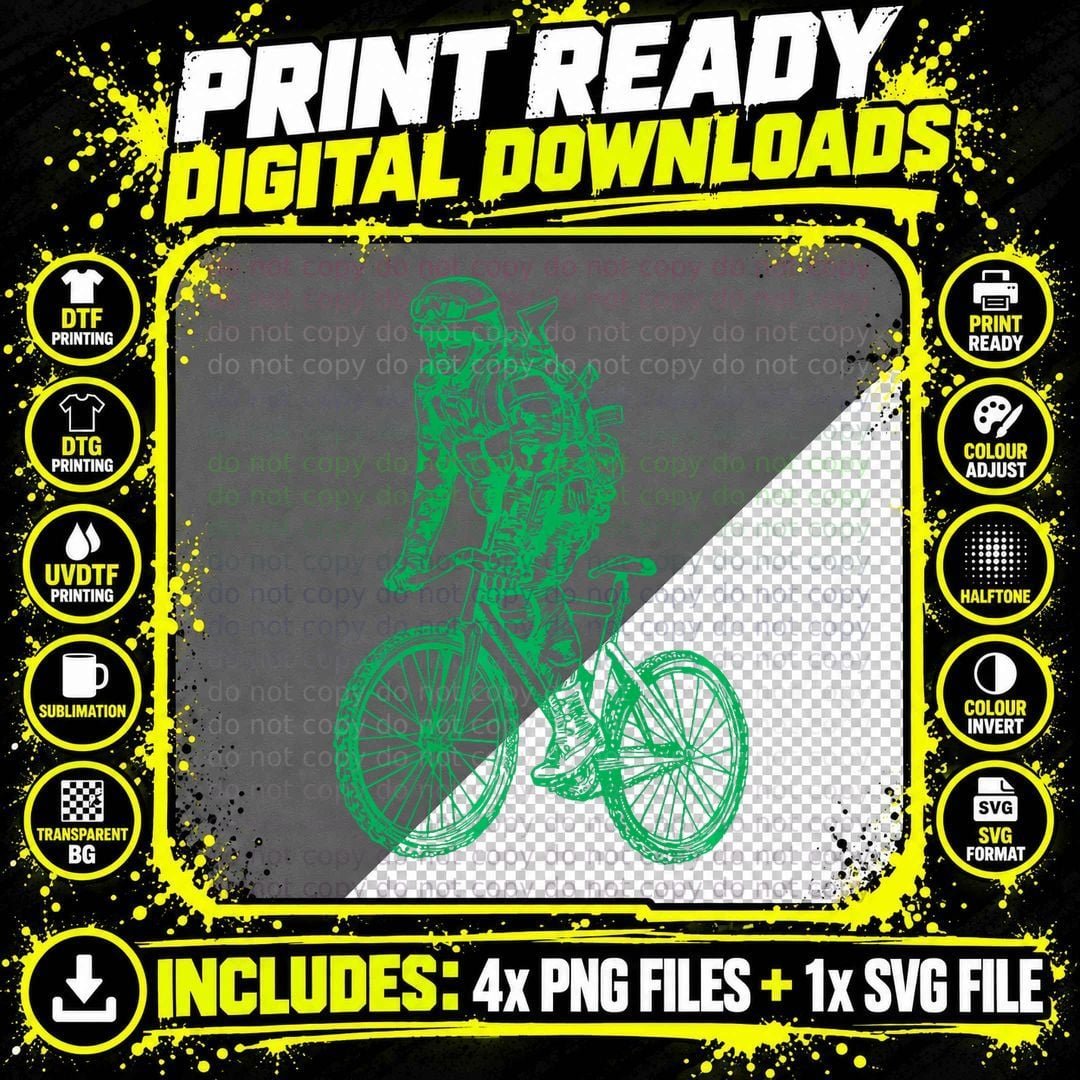 Seembo Soldier Cycling Bicycle Bicycling Biker Biking Png SVG Digital Bundle