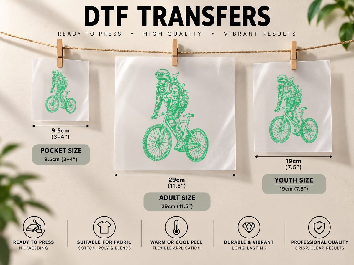 Seembo Soldier Cycling Bicycle Bicycling Biker Biking Bike DTF Transfer Iron On