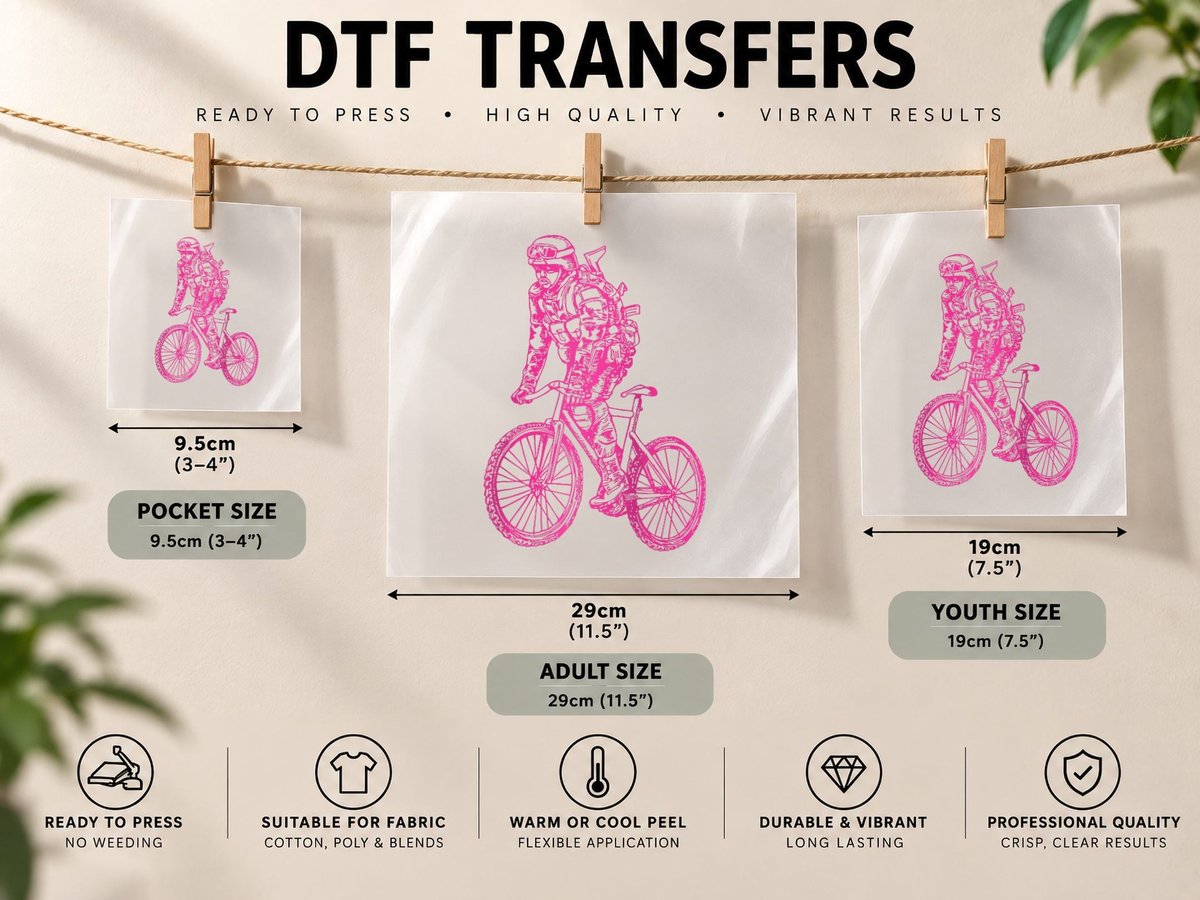 Seembo Soldier Cycling Bicycle Bicycling Biker Biking Bike DTF Transfer Iron On