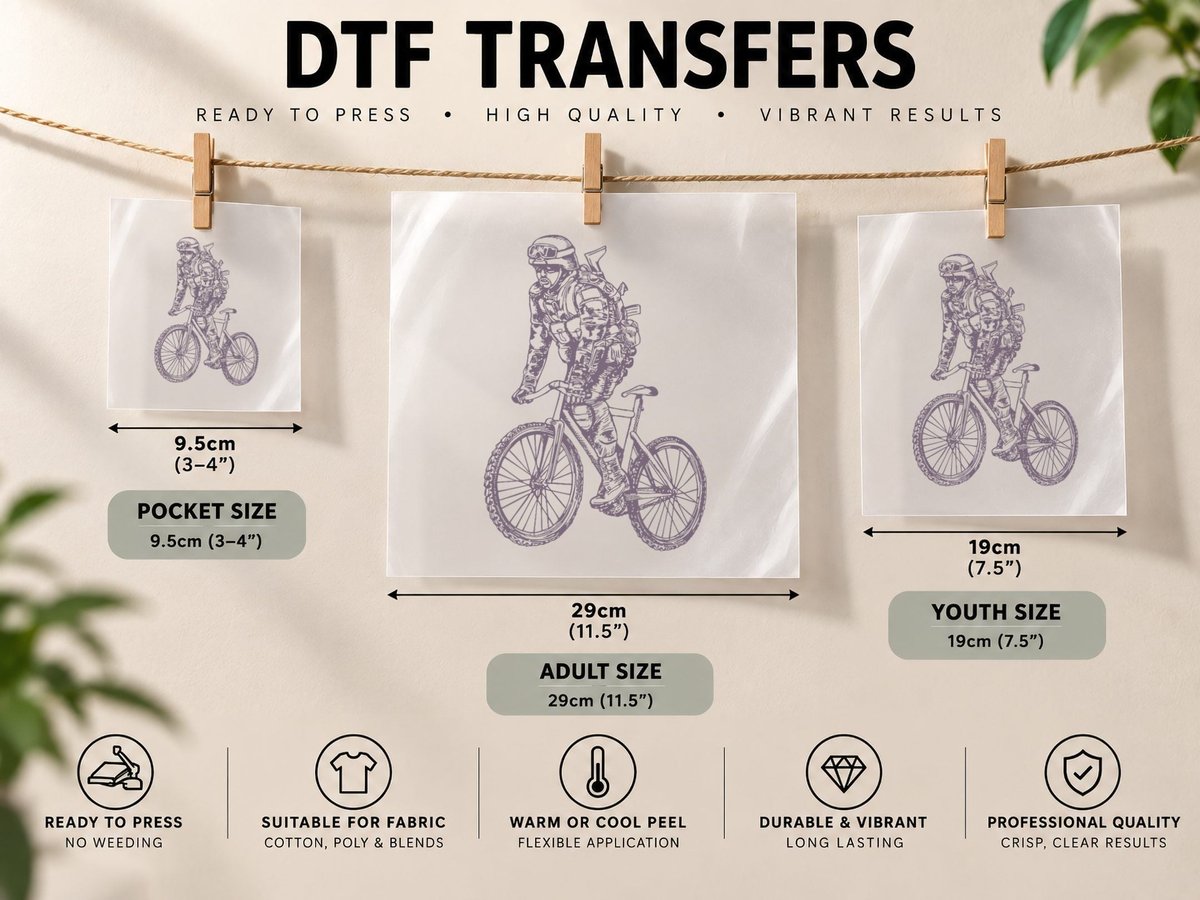 Seembo Soldier Cycling Bicycle Bicycling Biker Biking Bike DTF Transfer Iron On