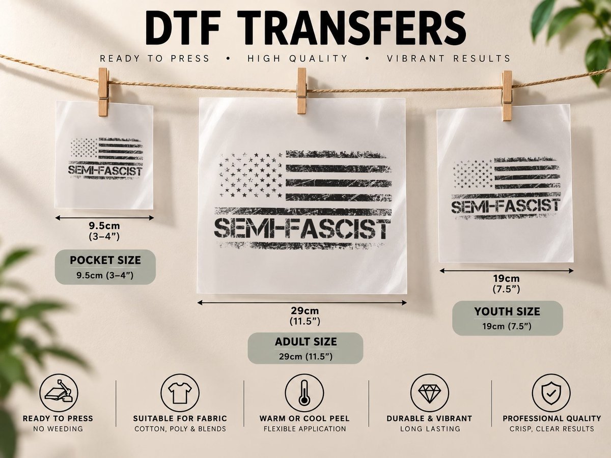 Semi-Fascist Funny Political Humor Biden Quotes Raglan DTF Transfer Iron On