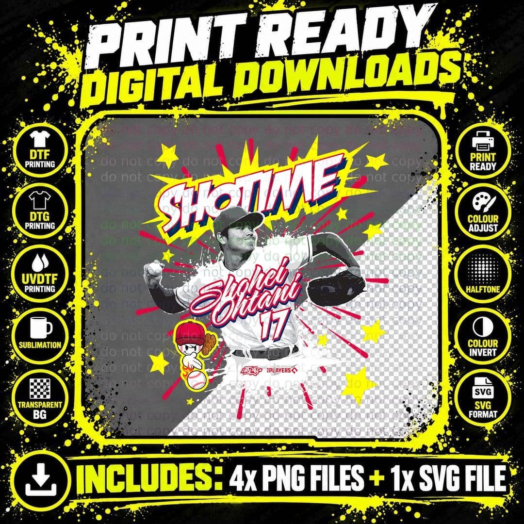 Shohei Ohtani Los Angeles Baseball Sket One X MLB Png SVG Digital Bundle