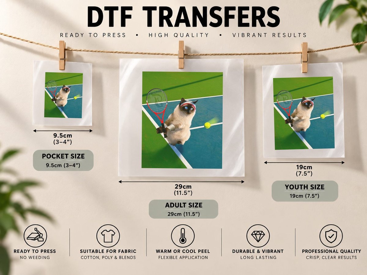 Siamese Cat Playing Tennis DTF Transfer Iron On
