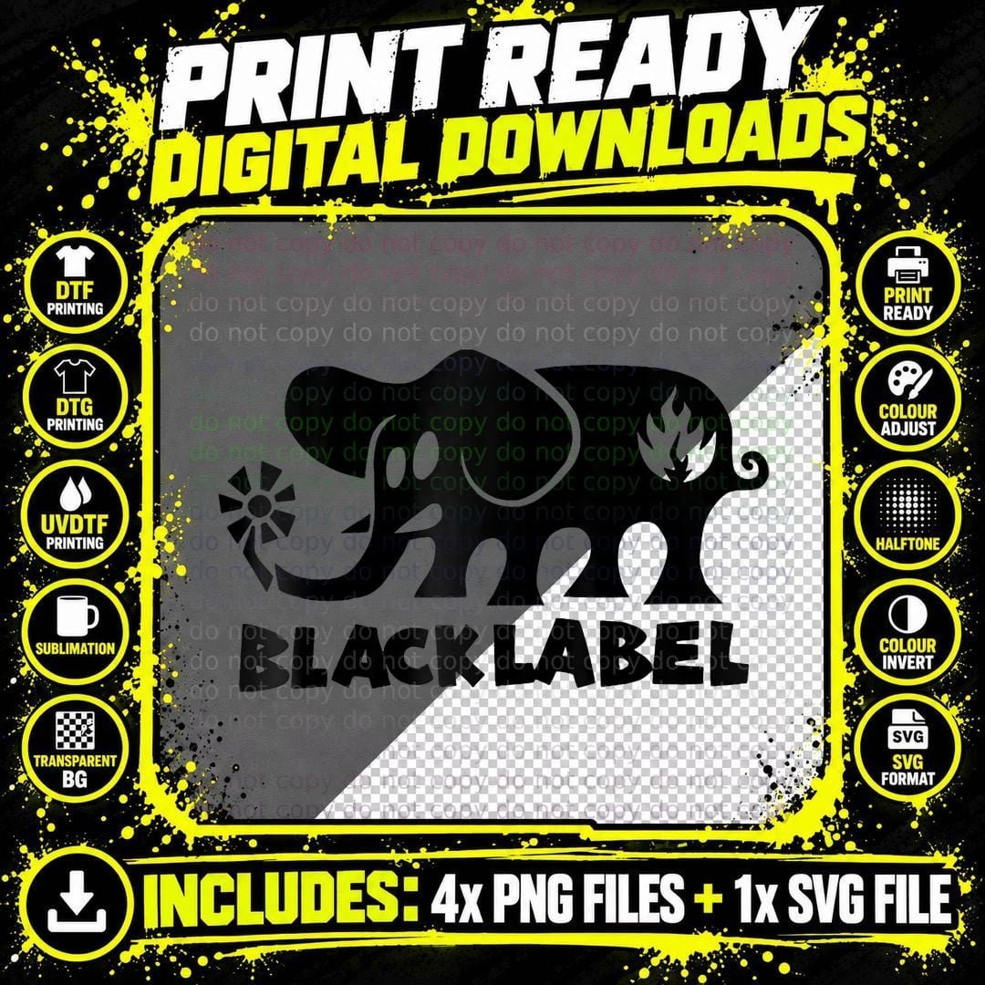 Skateboards Blacks Labels Elephant T-Shirt Png SVG Digital Bundle