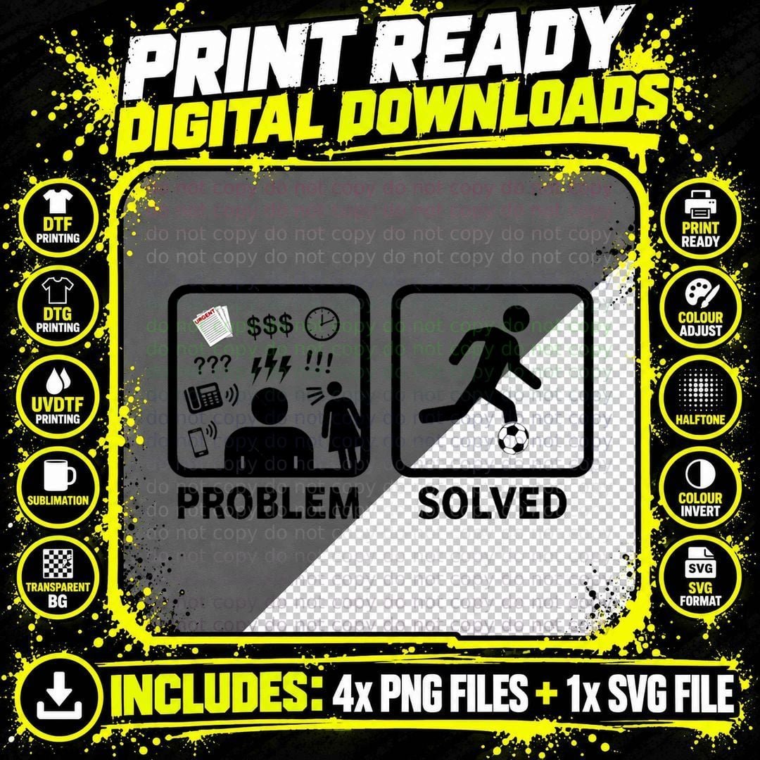 Soccer Problem Solved Funny Stickman Essential T-Shirt Png SVG Digital Bundle