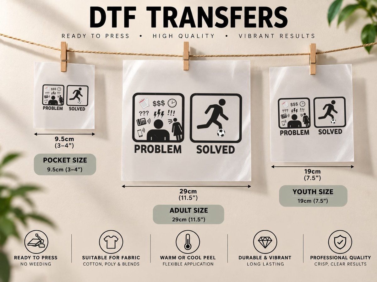 Soccer Problem Solved Funny Stickman Essential DTF Transfer Iron On