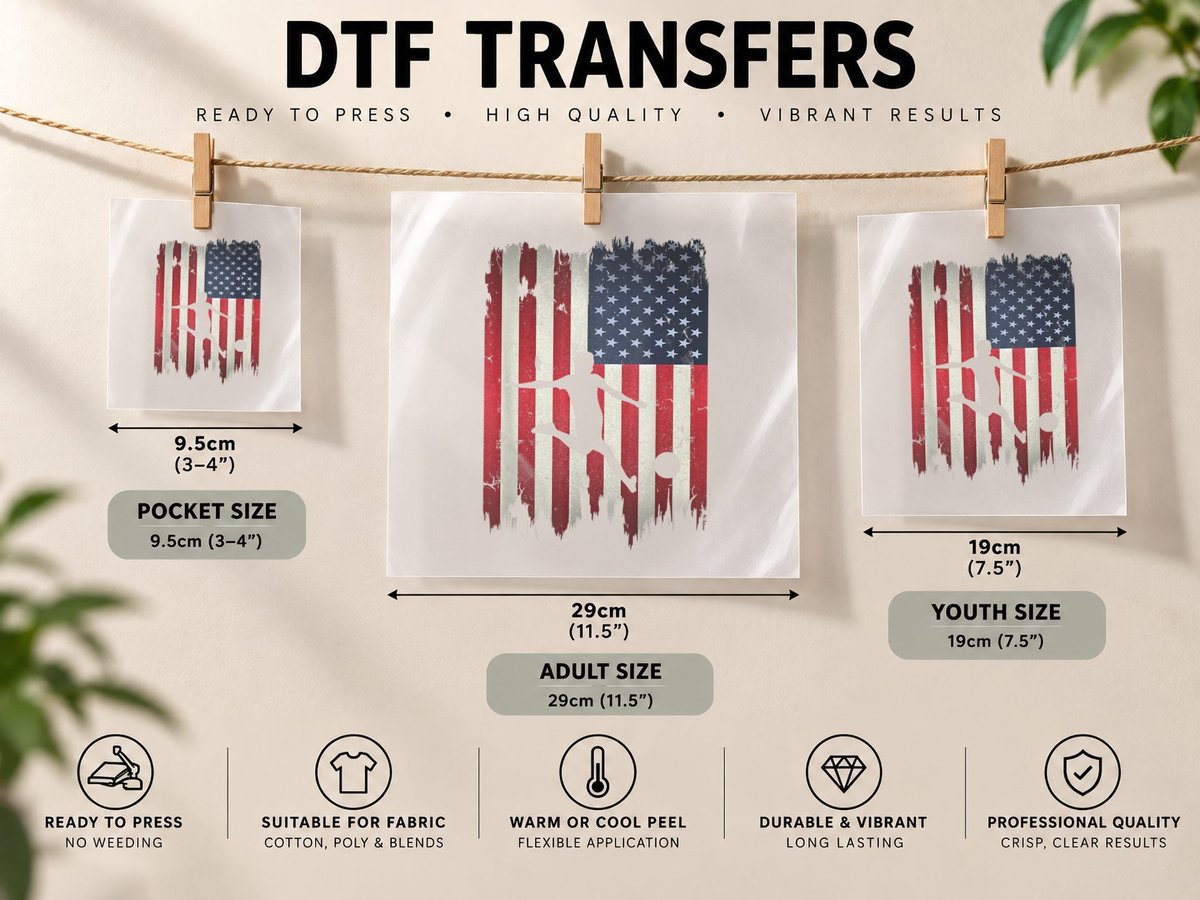 Soccer USA American Flag 4th of July Patriotic Sports DTF Transfer Iron On