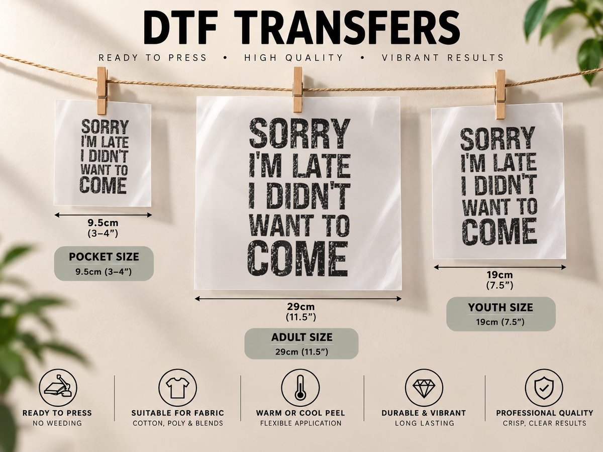 Sorry I'm Late I Didn't Want to Come - Rude Offensive DTF Transfer Iron On