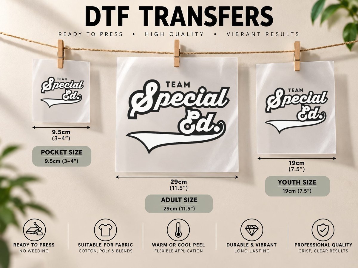 Special Ed. TEAM School Teacher SPED Baseball-Style DTF Transfer Iron On