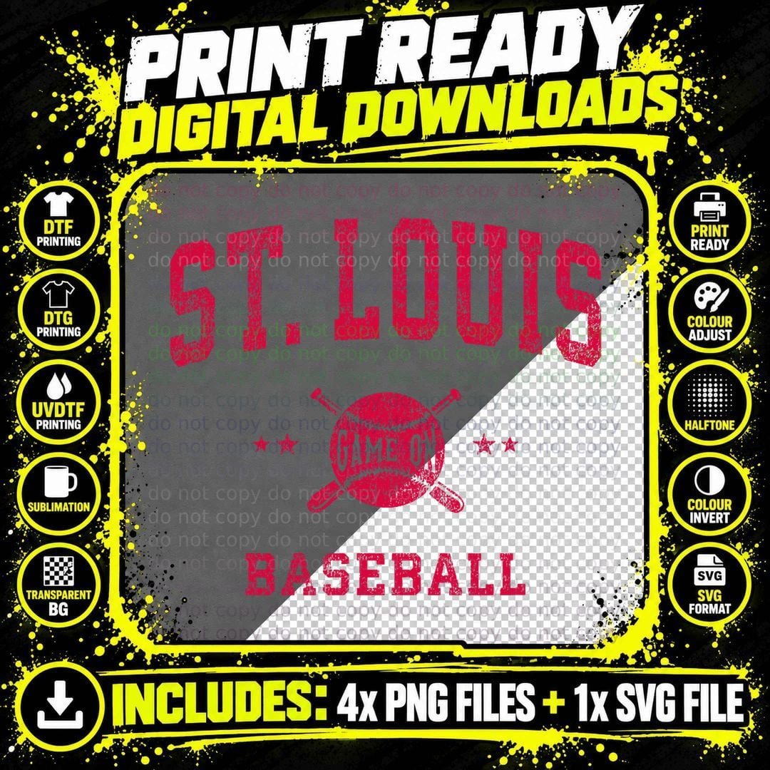 St Louis Vintage Baseball Throwback Retro Design T-Shirt Png SVG Digital Bundle