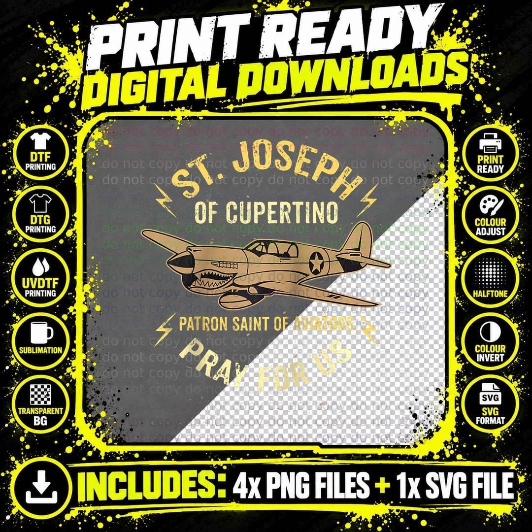 St. Joseph of Cupertino Patron Saint of Pilots Aviators Png SVG Digital Bundle