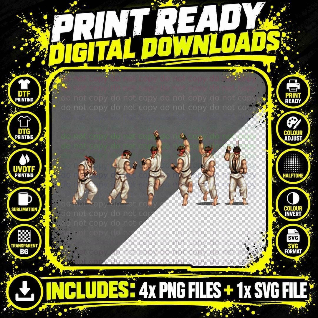 Street Fighter 2 Ryu Shoryuken T-Shirt Png SVG Digital Bundle