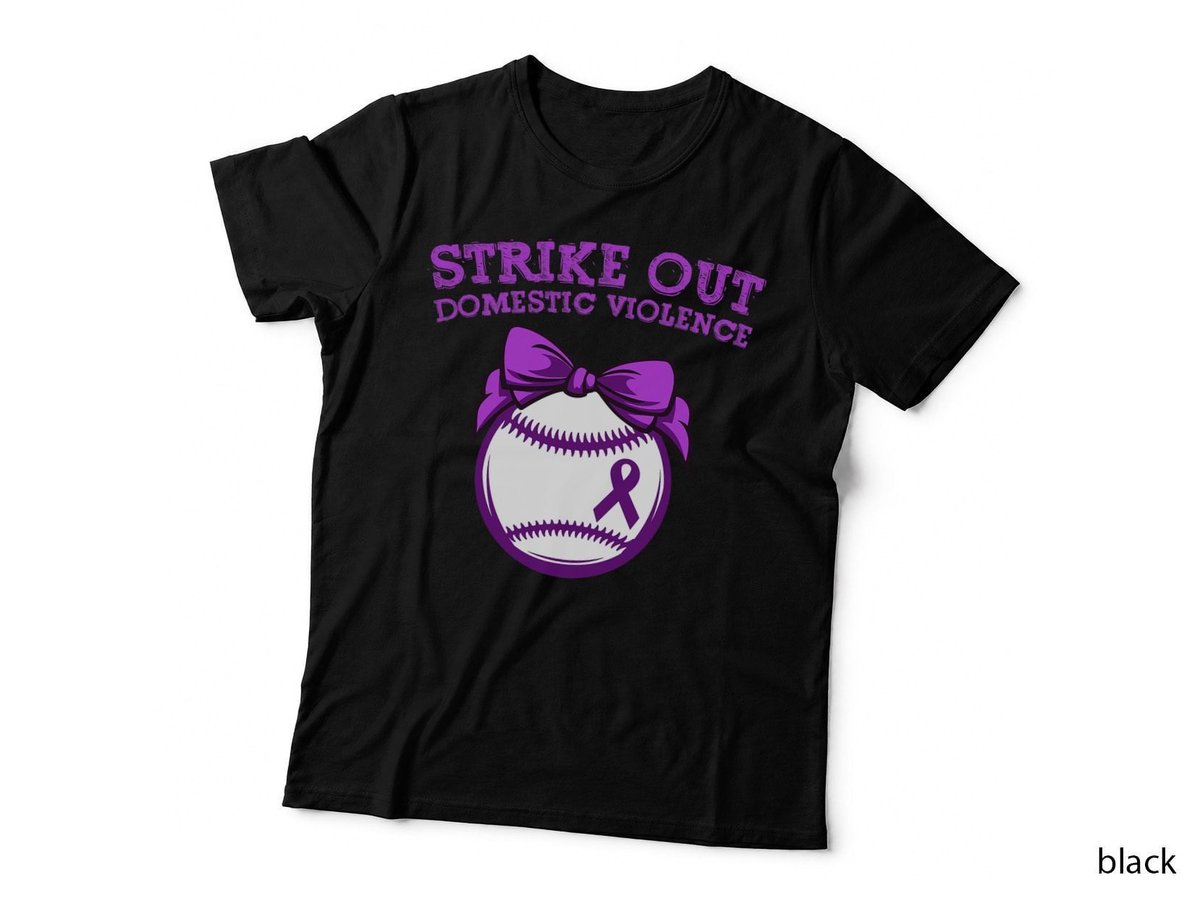Strike Out Domestic Violence Awareness Baseball Tie Bow T-Shirt