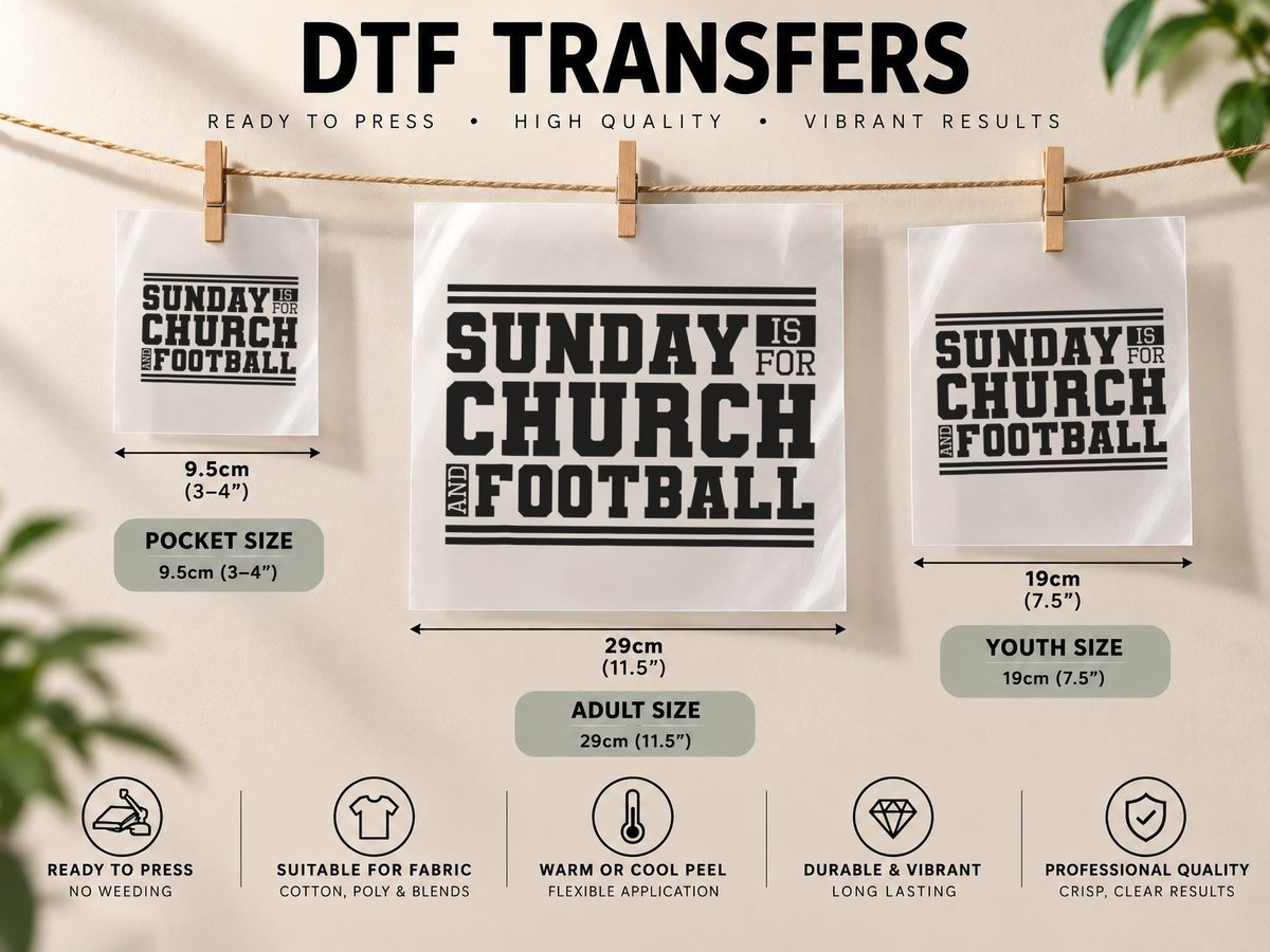 Sunday Is for Church and Football, Christian Jesus Football DTF Transfer Iron On