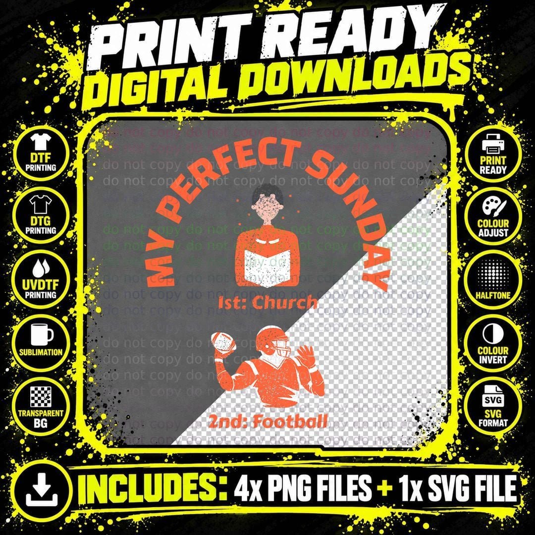 Sundays Are for Church and Football Vintage Sunday Png SVG Digital Bundle
