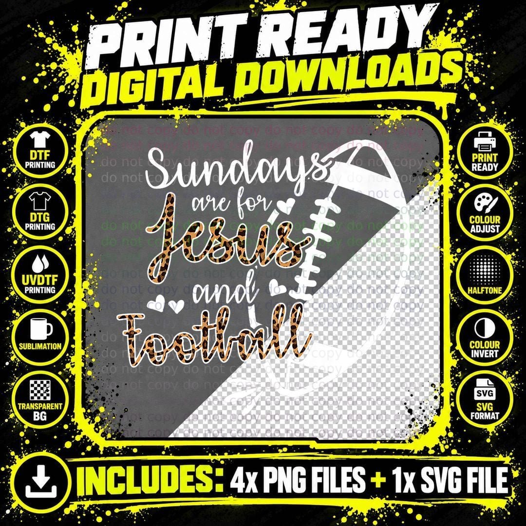 Sundays Are for Jesus and Football Premium T-Shirt Png SVG Digital Bundle